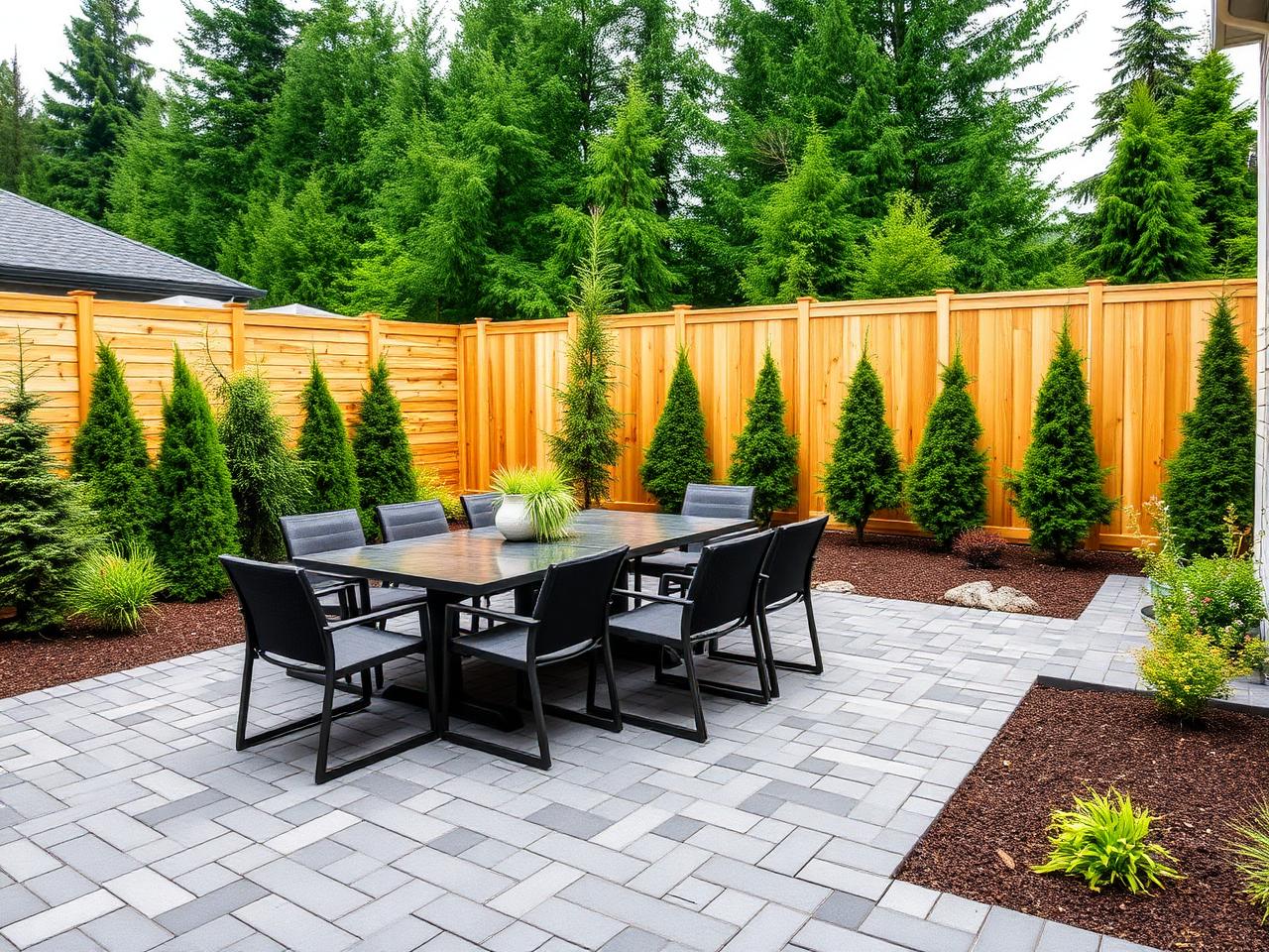 Herringbone paver patio